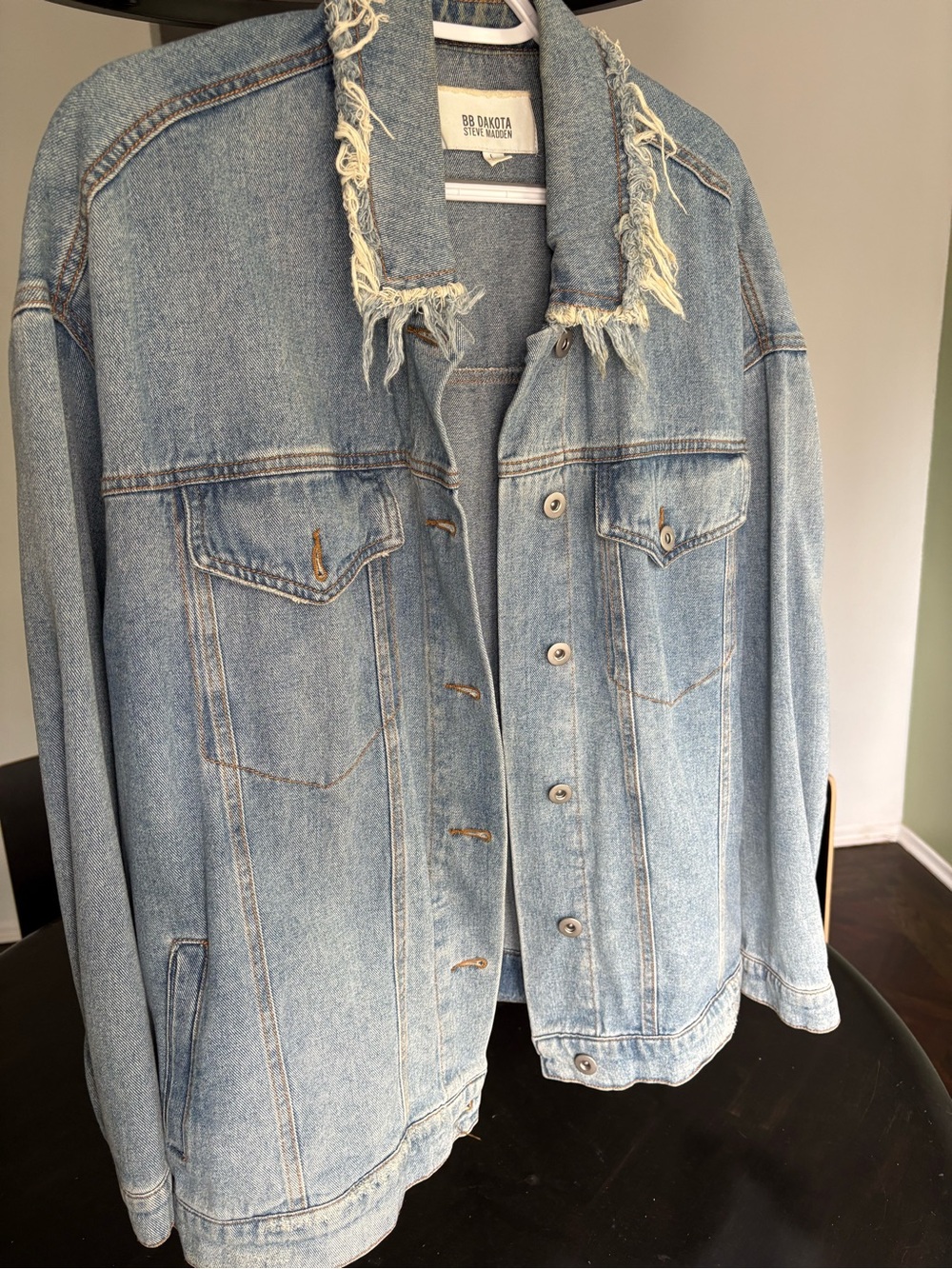 BB Dakota by Steve Madden Light Blue Distressed Denim Jacket